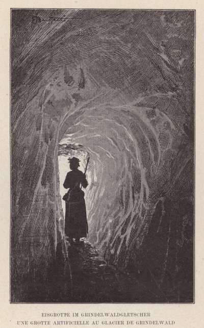 Ice Cave in the Grindelwald Glacier, An Artificial Cave in the Grindelwald Glacier (engraving) by Swiss School