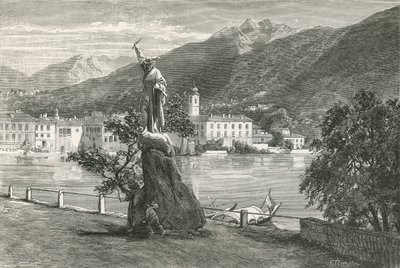 Lugano, with the Statue of Tell by Vela by Swiss School