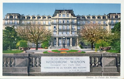 Postcard of the Palais des Nations at Geneva, c.1924 by Swiss School