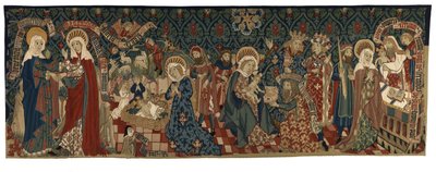 Tapestry Dorsal depicting Four Scenes from the Life of the Virgin, from Basle, c.1450-75 by Swiss School