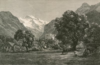 The Jungfrau, and opening of the Lauterbrunnen Valley, from near Interlaken by Swiss School