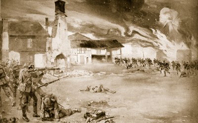 French defeat the German Imperial Guard in a village which changed hands four times, 1914-19 by Sydney Adamson