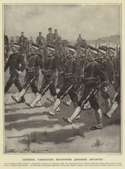 General Yamaguchi Reviewing Japanese Infantry by Sydney Adamson