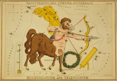 Sagittarius and Corona Australis, Microscopium, and Telescopium, Illustration from 