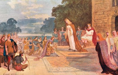 King Edgar with Queen Elfrida Receiving the Homage of Eight Tributary Princes at Chester, 973 AD by Sydney Herbert