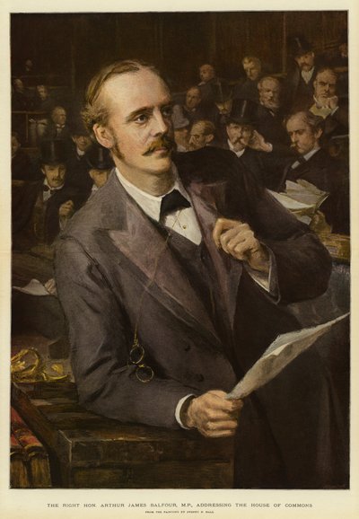 The Right Honorable Arthur James Balfour, MP, addressing the House of Commons by Sydney Prior (after) Hall