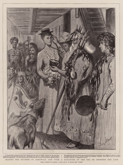 Making the Duchess of Cornwall and York a Daughter of the Sea on Crossing the Line by Sydney Prior Hall