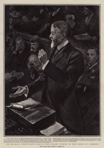 Sir Michael Hicks-Beach Making His Budget Speech in the House of Commons by Sydney Prior Hall