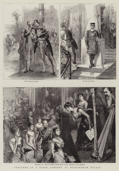 Sketches at a State Concert at Buckingham Palace by Sydney Prior Hall