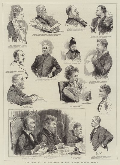 Sketches at the Meetings of the London School Board by Sydney Prior Hall