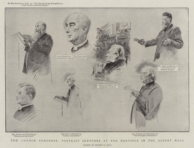 The Church Congress, Portrait Sketches at the Meetings in the Albert Hall by Sydney Prior Hall