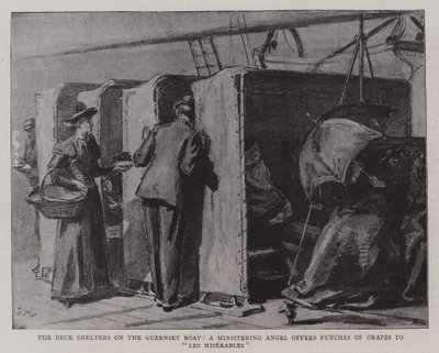The Deck Shelters on the Guernsey Boat, a Ministering Angel Offers Bunches of Grapes to Les Miserables by Sydney Prior Hall