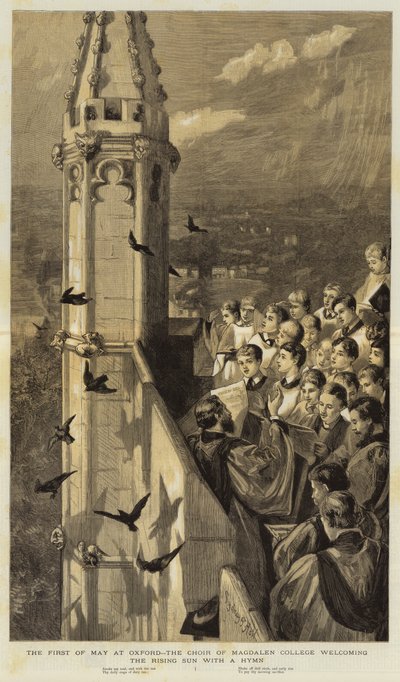 The First of May at Oxford, the Choir of Magdalen College Welcoming the Rising Sun with a Hymn by Sydney Prior Hall