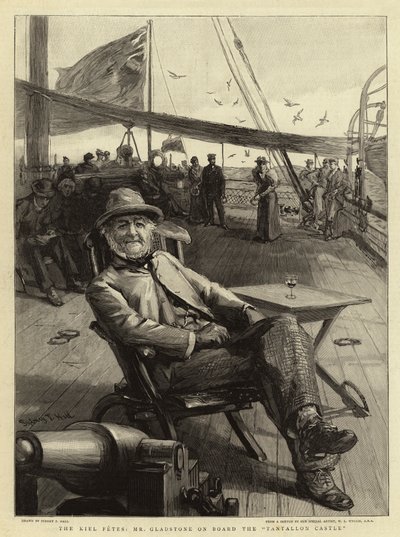 The Kiel Fetes, Mr Gladstone on Board the Tantallon Castle by Sydney Prior Hall
