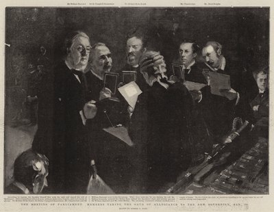 The Meeting of Parliament Members taking the Oath of Allegiance to the New Sovereign, 23 January by Sydney Prior Hall