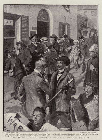 The Transvaal Crisis, Besieging a Recruiting Station at Cape Town by Sydney Prior Hall