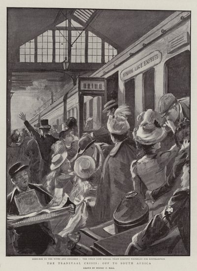The Transvaal Crisis, off to South Africa by Sydney Prior Hall