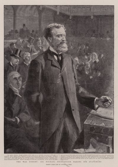 The War Budget, Sir Michael Hicks-Beach Making His Statement by Sydney Prior Hall