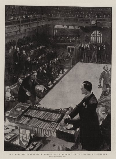 The War, Mr Chamberlain Making His Statement in the House of Commons by Sydney Prior Hall