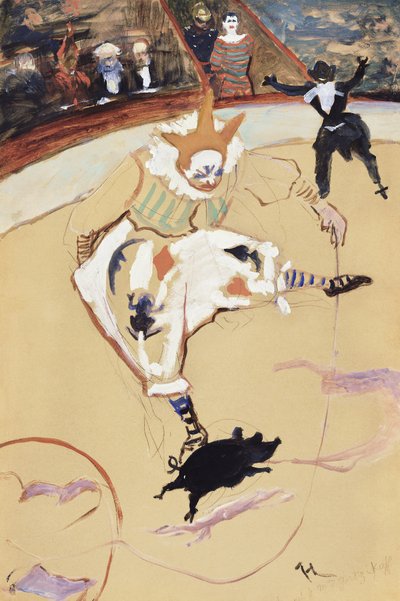 At the Circus Fernando Medrano with a Piglet (ca. 1889) by TOULOUSE LAUTREC