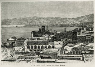 View of Beirut and Mount Lebanon (engraving after a drawing by Taylor, to illustrate the story of Syria Today by Mr. Lortet, 1875-1878) by T Taylor