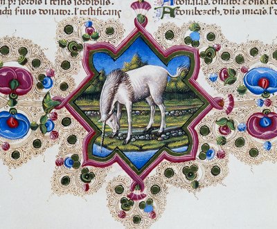 Border Frieze at Foot of Page with Unicorn, Volume II f 245, v, Bible of Borso d