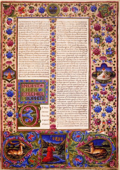 Incipit from Book of Ezekiel, from Volume II of Bible of Borso d