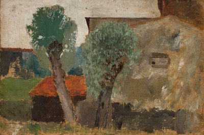 Fragment of a House with Two Trees by Tadeusz Makowski