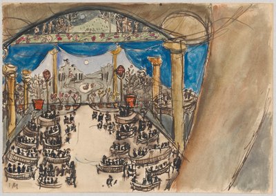 Scenography Study - Auditorium and Stage with Decoration by Tadeusz Makowski
