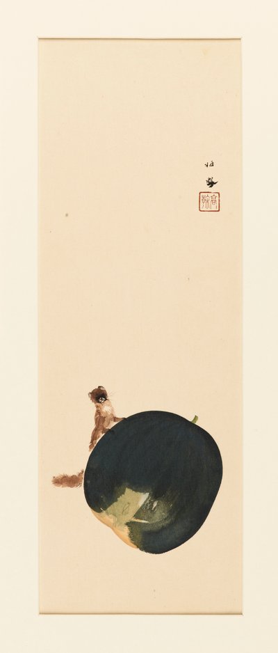 Woodblock Print - Squirrel on Fruit by Takeuchi Seiko