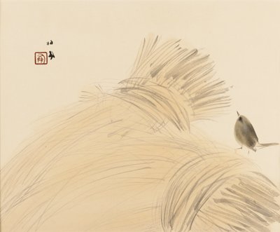 Wren on Corn Stook by Takeuchi Seiko
