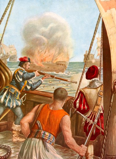 Arab Ship Set Fire by the Portuguese Fleet by Tancredi Scarpelli