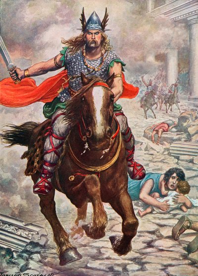 Attila the Hun Raising Aquila to the Ground by Tancredi Scarpelli