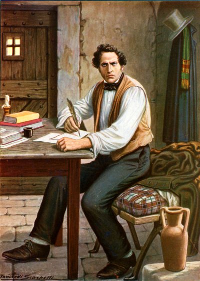 Domenico Guerrazzi in Portoferraio prison writing his novel Assedio di Firenze by Tancredi Scarpelli