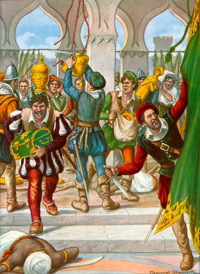 The Portuguese Sacking the Royal Palace of Calicut by Tancredi Scarpelli