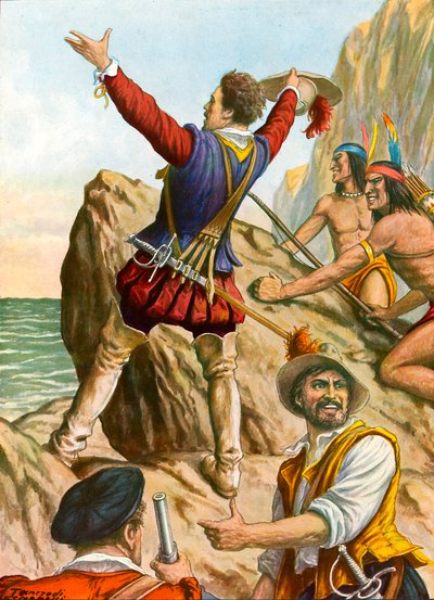 Vasco Nunez di Balboa sees the Pacific Ocean by Tancredi Scarpelli