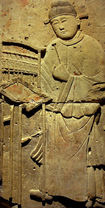 Terracotta Stele with Musician, Tang Dynasty by Tang Dynasty Chinese School