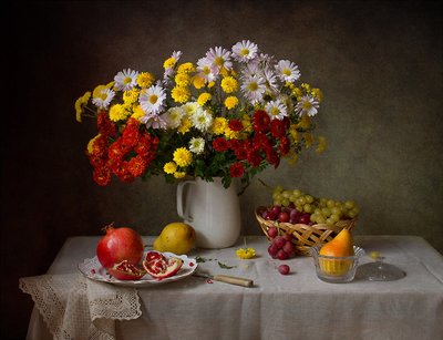 Autumn Flowers and Fruit by Tatyana Skorokhod