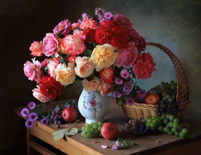 Vibrant Bouquet and Fruit by Tatyana Skorokhod