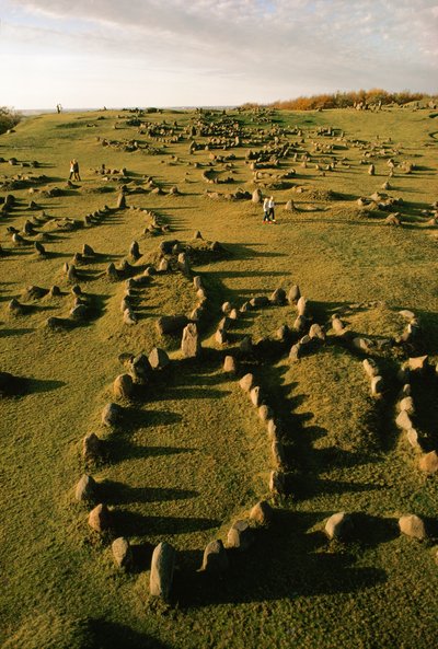 Hull-shaped stone markers set by Vikings dot an ancient burial ground in Denmark by Ted Spiegel