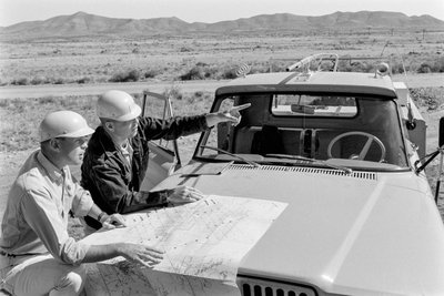 Mineralogists plan open pit excavation at Morenci mine for Phelps Dodge Smelter Douglas Arizona by Ted Spiegel