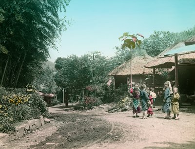 Children Playing in the Street on the Road to Miyanoshita, circa 1900 - 1915 by Teijiro Takagi