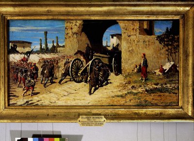 Entry of the French Zouaves and the Tuscan Artillery in Rubiera by Telemaco Signorini
