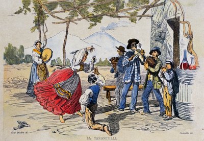Neapolitan Tarantella, Engraving from Drawing by Teodoro Duclere by Teodoro Duclere