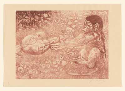 Monkey Grabbing an Outstretched Hand by Theo van Hoytema (signed by artist)