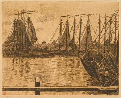 Volendam (Netherlands), Boats at Anchor by Théo van Rysselberghe