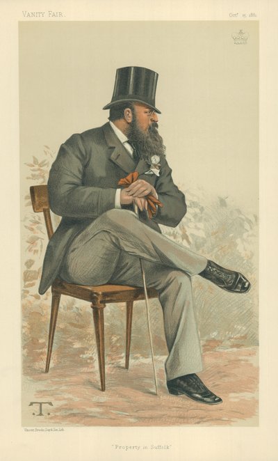 Lord Rendlesham, Property in Suffolk, 15 October 1881, Vanity Fair Cartoon by Theobald Chartran