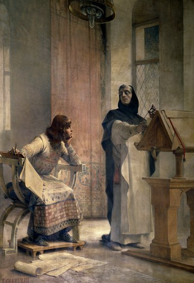 Louis IX (1214-1270), before becoming king of France, studied mathematics with Vincent de Beauvais at the abbey of Royaumont by Theobald Chartran