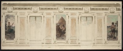 Sketch for the marriage hall at Courbevoie Town Hall: Spinner. The Wedding. Shepherd, in 1884 by Theobald Chartran