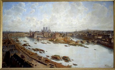 Panoramic View of Paris and the Ile de la Cite in 1588 by Theodor Josef Hubert Hoffbauer